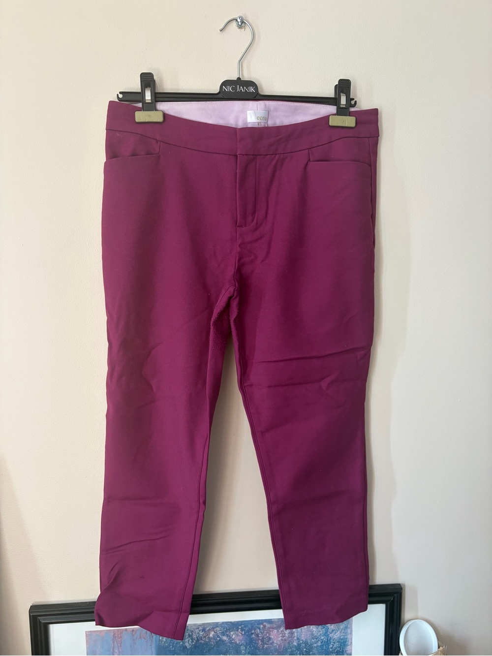 Ecru- Women’s Stretch Slim Crop Jeans - Berry